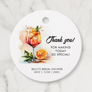 Waterverf Aperol Spritz Bruidsuitnodiging Bedankjes Labels