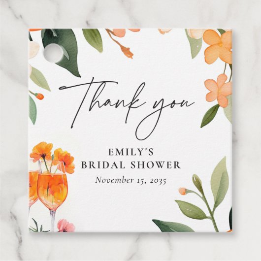 Waterverf Aperol Spritz Vrijgezellenfeest Bedankjes Labels (Voorkant)