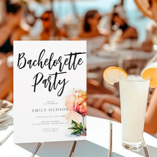Waterverf Aperol Spritz vrijgezellenfeest Kaart