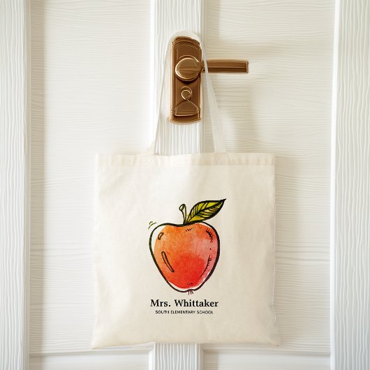 Waterverf Appel Gepersonaliseerde Leraar Tote Bag