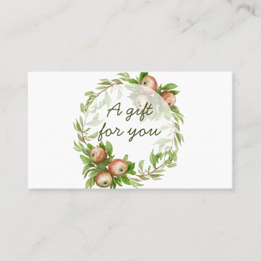 Waterverf appel met cadeaubon visitekaartje (Voorkant)