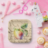 waterverf appel papieren bordje (Feest)