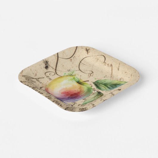 waterverf appel papieren bordje (Gebogen)