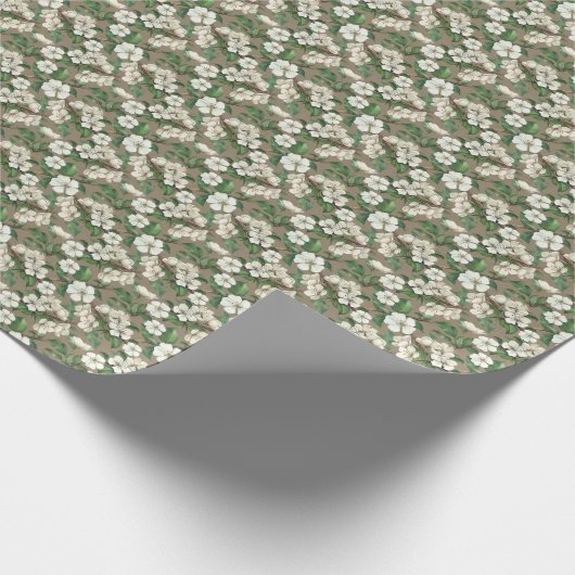 Waterverf appelbloemen:  patroon. cadeaupapier (Hoek)