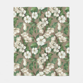 Waterverf appelbloemen:  patroon. fleece deken