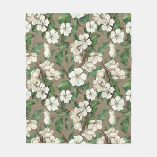 Waterverf appelbloemen:  patroon. fleece deken (Voorkant)