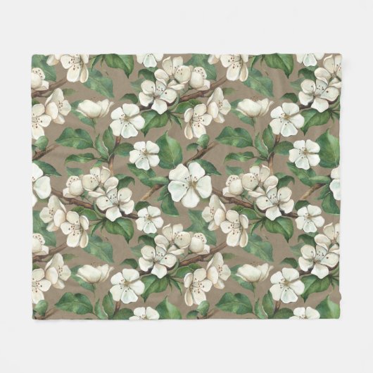 Waterverf appelbloemen:  patroon. fleece deken (Voorkant (Horizontaal))