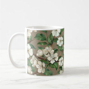 Waterverf appelbloemen: patroon. koffiemok