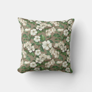 Waterverf appelbloemen:  patroon. kussen