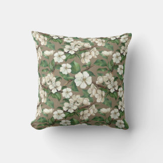 Waterverf appelbloemen:  patroon. kussen