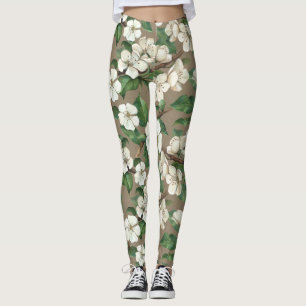 Waterverf appelbloemen: patroon. leggings