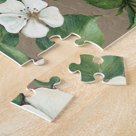 Waterverf appelbloemen:  patroon. legpuzzel (Zijkant)