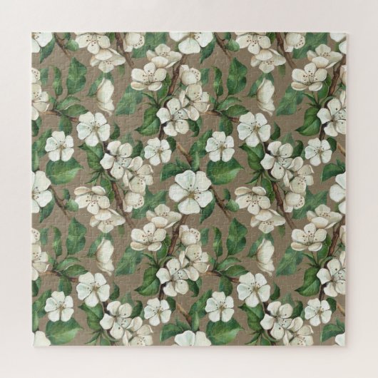 Waterverf appelbloemen:  patroon. legpuzzel (Horizontaal)