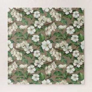 Waterverf appelbloemen:  patroon. legpuzzel