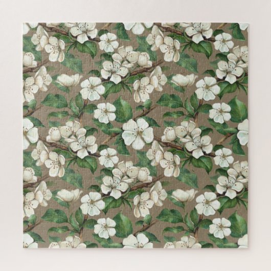 Waterverf appelbloemen:  patroon. legpuzzel (Verticaal)