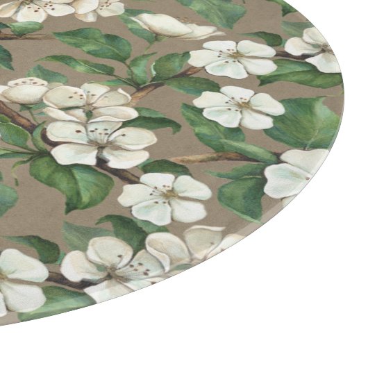 Waterverf appelbloemen:  patroon. snijplank (Hoek)