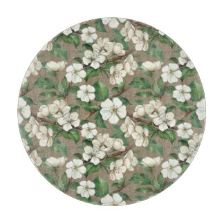 Waterverf appelbloemen:  patroon. snijplank