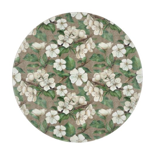 Waterverf appelbloemen:  patroon. snijplank (Voorkant)