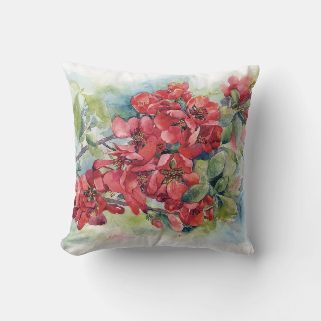 Waterverf appelbloemen wigdin kussen (Voorkant)