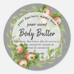 Waterverf appelkrans body boter body scrub ronde sticker