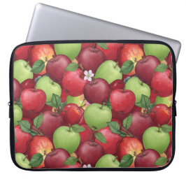 Waterverf Appelpatroon voor Herfst Oogst Laptop Sleeve