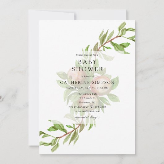 Waterverf appels baby shower uitnodiging (Voorkant)