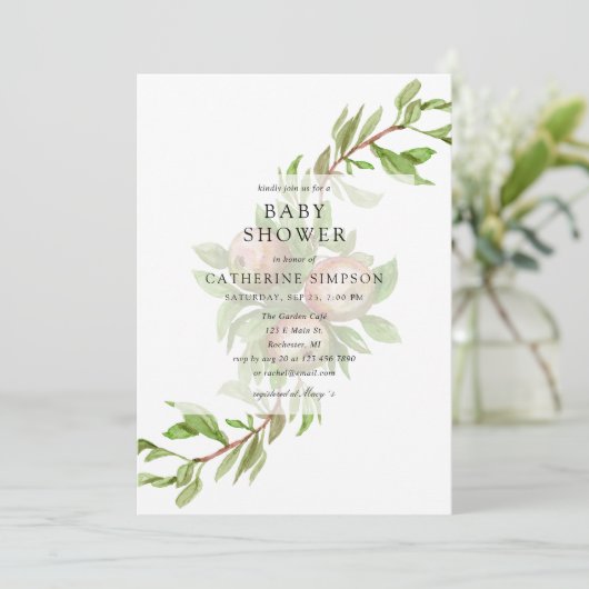 Waterverf appels baby shower uitnodiging (Staand voorkant)