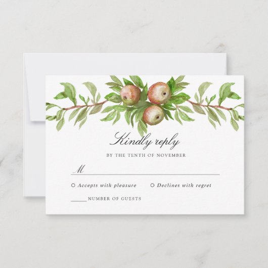 waterverf appels bruiloft antwoord kaart (Voorkant)
