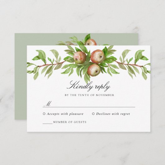 waterverf appels bruiloft antwoord kaart (Voorkant / Achterkant)