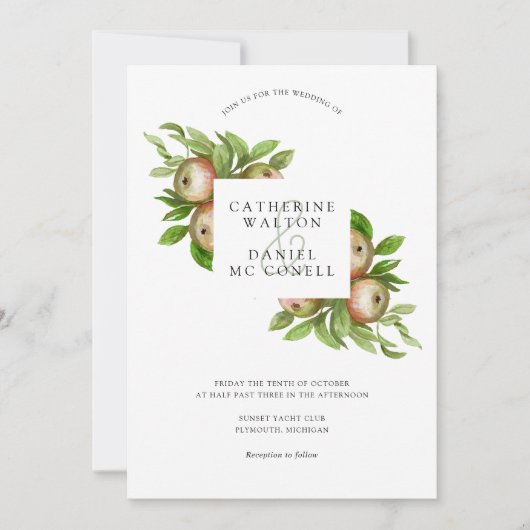 Waterverf appels bruiloft kaart (Voorkant)