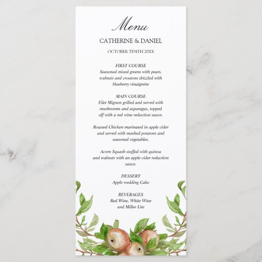 waterverf appels bruiloft menu (Voorkant)