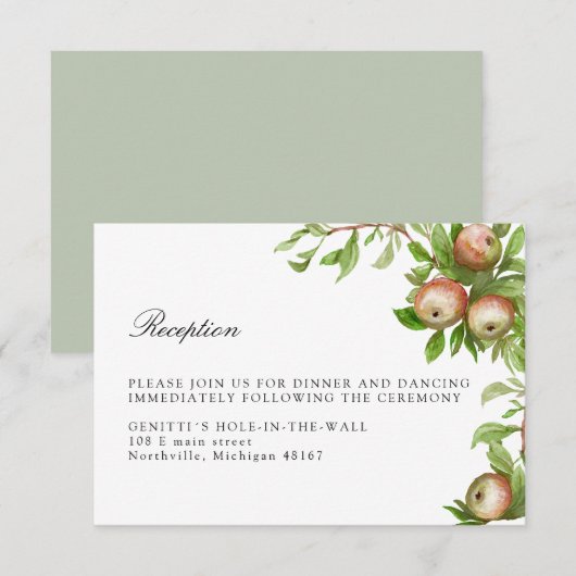 waterverf appels bruiloft receptie behuizing kaart (Voorkant / Achterkant)