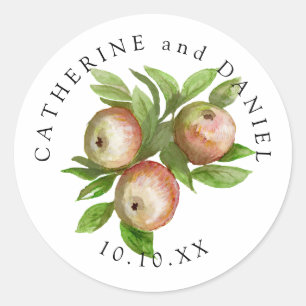waterverf appels bruiloft ronde sticker
