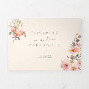 Waterverf Appels Elegant Fall Wedding Drieluik Aankondiging