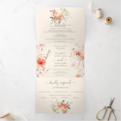 Waterverf Appels Elegant Fall Wedding Drieluik Aankondiging (Binnen)