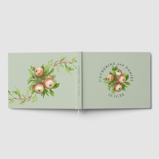 waterverf appels en takken bruiloft gastenboek (Volledig)