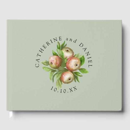 waterverf appels en takken bruiloft gastenboek (Voorkant)