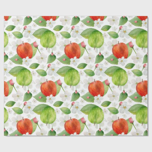 Waterverf appels. Groene en rode vruchten. tuin Cadeaupapier (Vlak)