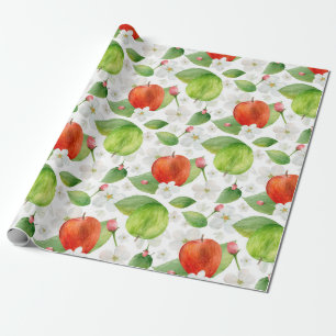 Waterverf appels. Groene en rode vruchten. tuin Cadeaupapier