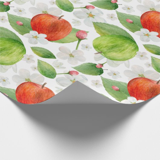 Waterverf appels. Groene en rode vruchten. tuin Cadeaupapier (Hoek)