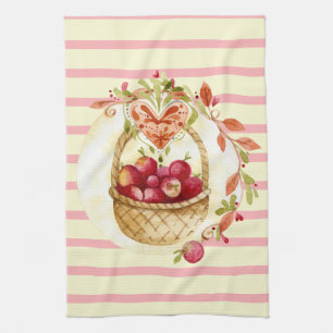 Waterverf Appels in Mand Keuken Handdoek
