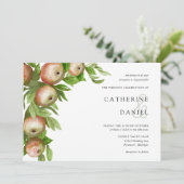 Waterverf appels met bladeren horizontale bruiloft kaart (Staand voorkant)