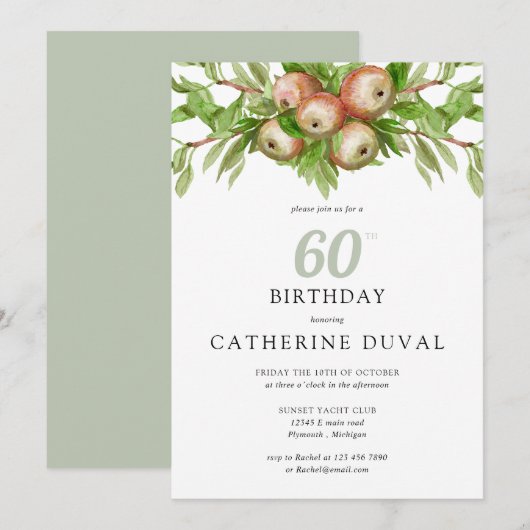 Waterverf appels met takken Verjaardag Kaart (Voorkant / Achterkant)