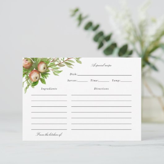 waterverf appels recept card bedankkaart (Staand voorkant)