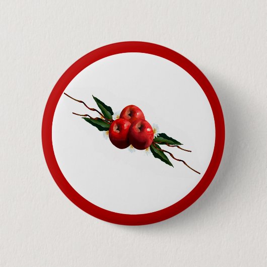 Waterverf appels ronde button 5,7 cm (Voorkant)