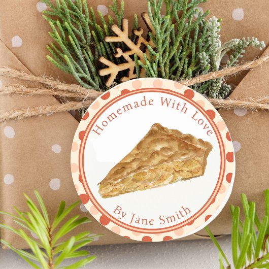 Waterverf appeltaart rustiek zelfgemaakt ronde sticker