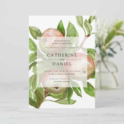 Waterverf appeltak bruiloft kaart (Staand voorkant)