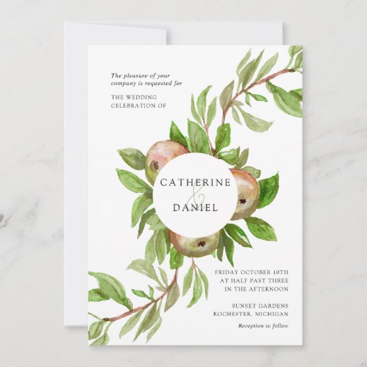 Waterverf appeltak bruiloft kaart (Voorkant)