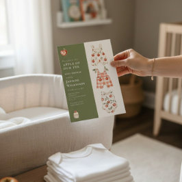 Waterverf Apple Baby shower Groene en Rode Outfit Kaart