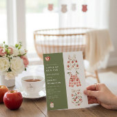 Waterverf Apple Baby shower Groene en Rode Outfit Kaart